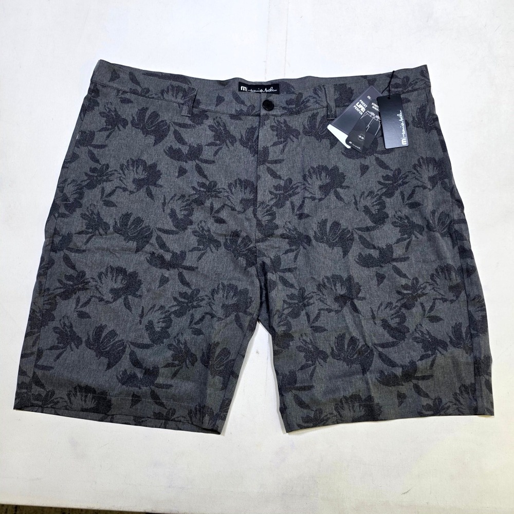 TravisMathew Inlet Shorts Mens 42 Gray Floral Pinstripe Golf Performance 1MW212